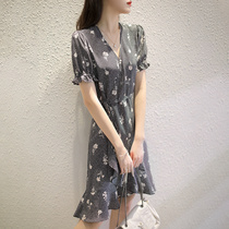 SNICYKER STYLE BROKEN FLOWERS DRESS Dress Woman Summer New Advanced Sensational Slim Design Sensation Little Crowd of Dresses