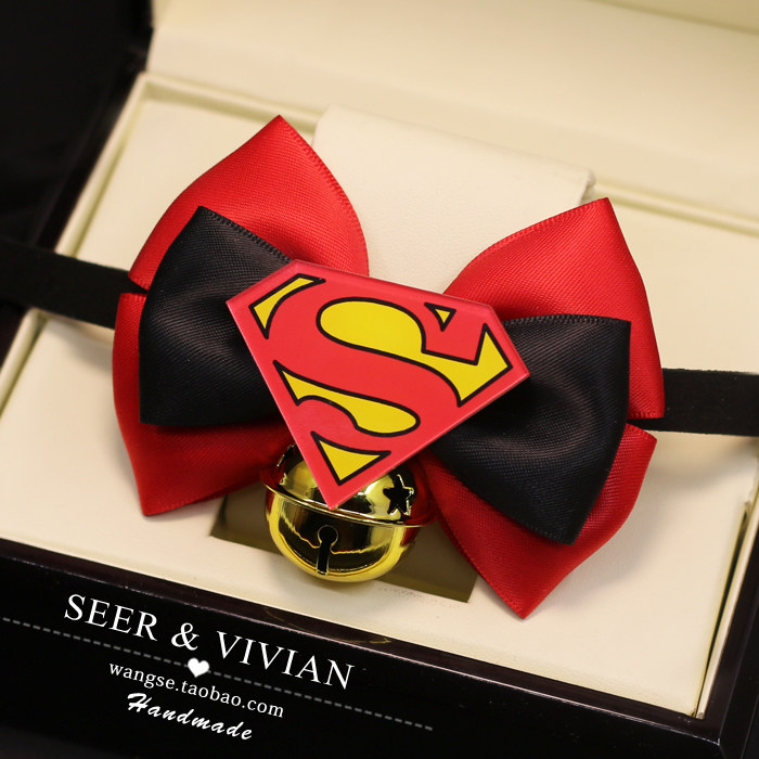 Handmade Pet Jewelry Collar Bell Superman Butterfly Bow Tie Cat Dog Small and Medium Dog Collar