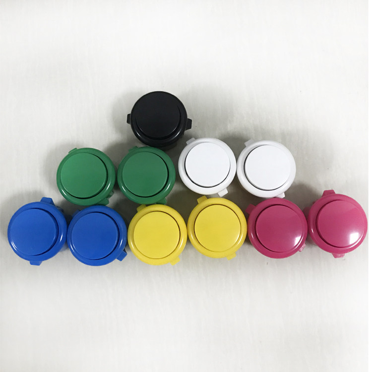 Arcade game station pole 30 - card 24mm red black and blue and yellow and white button fighting rock button