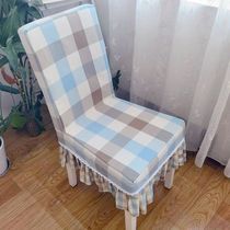 Customized chair cover dining chair cover stool cover fabric conjoined American simple lattice home hotel office chair cover