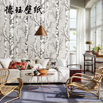 Nordic white maple forest wood grain wallpaper restaurant clothing store living room Birch Nordic style ins wallpaper