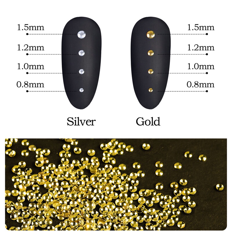Nail Art Accessories Mini Rice-Shaped Metal Studs Mixed Hollow Frame Nails Gold and Silver Flat-Bottomed Half-Round Balls 1000 Pieces Nail Art Accessories Mini Rice-Shaped Metal Studs Mixed Hollow Frame Nails Gold and Silver Flat-Bottomed Half-Round Balls 1000 Pieces
