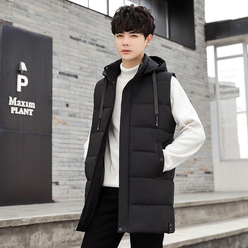 Mid-Length Vest for Men, Student Large Size Vest Jacket, Korean Style Versatile Winter Thickened Warm down Cotton Vest