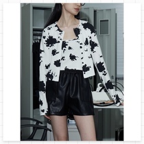 (FARM) milk cow pattern hot girl suspenders cute long sleeve short cardigan slim suit womens top spot