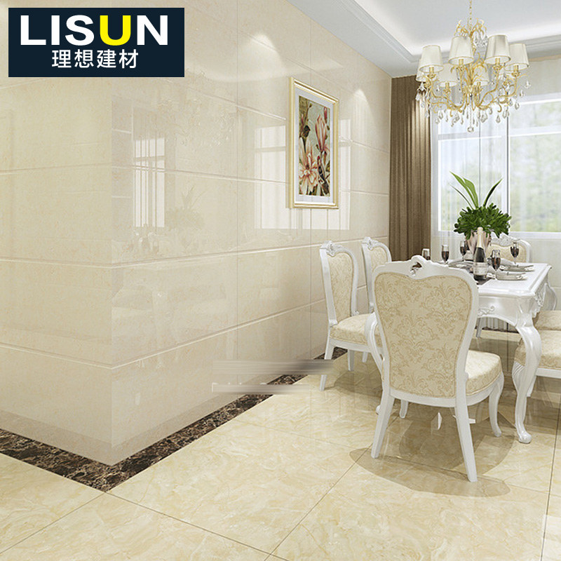 Living room inner wall brick 400 * 800 anti-fouling straight edge pressing edge light beige yellow bright light bedroom porcelain sheet through body medium plate-Taobao