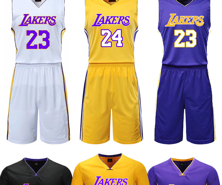 Mùa giải mới Lakers 23th James jersey 24 Kobe đồng phục bóng rổ tay ngắn đại học phù hợp với nam giới bóng rổ trẻ em