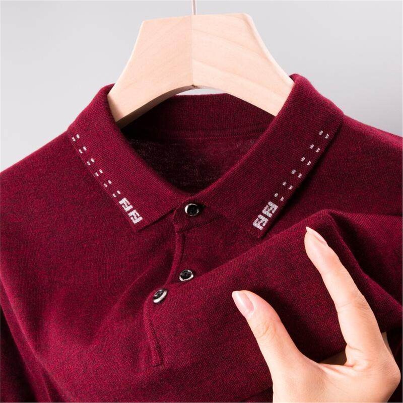 Mk Genuine Red Sweater for Men in Their Zodiac Year, High-End Winter Knitwear for Middle-Aged Dads, Casual Men's Base Layer Shirt