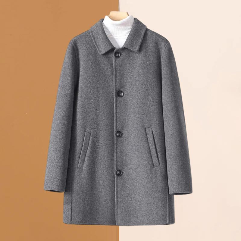 Mk Double-Sided Wool Coat Men's Mid-Length Winter High-End Business Casual Men's Cashmere Woolen Windbreaker Jacket