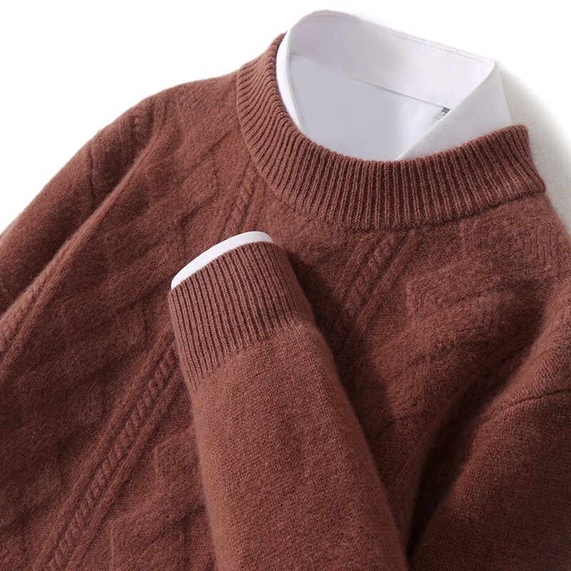 Mk100% Pure Wool Sweater Men's Half Turtleneck Thickened Sweater Men's Winter Business Casual Cashmere Knitwear