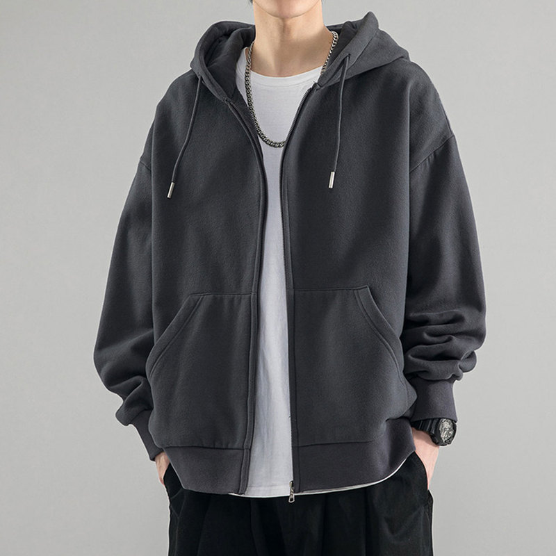 Mk Genuine American-Style Hooded Cardigan Sweatshirt for Men, Spring and Autumn High-End Heavyweight Loose Casual Youth Men's Jacket Trendy