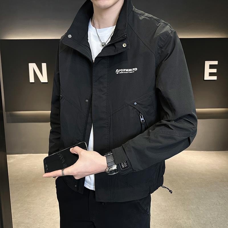 Mk Jacket Men's Spring and Autumn 2026 New High-End Stand-Up Collar Casual Short Loose Black Men's Top