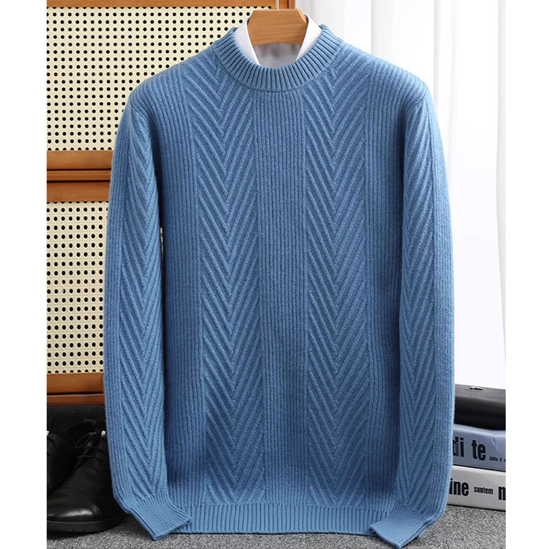 Mk Wool Sweater Men's 100% Pure Wool Round Neck Thickeneded Loose Casual Classy Cashmere Sweater Men's Knitted Sweater