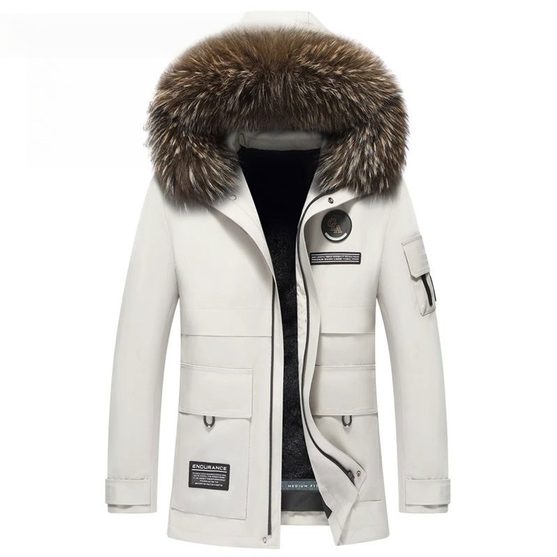 Mk Detachable Mink Liner Parka Men's Mid-Length Fur Integrated Winter Fur Coat Men's Jacket