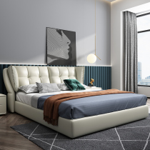 European-style light luxury net red bed Double bed Wedding bed Master bedroom small apartment soft bed Modern simple tatami leather bed