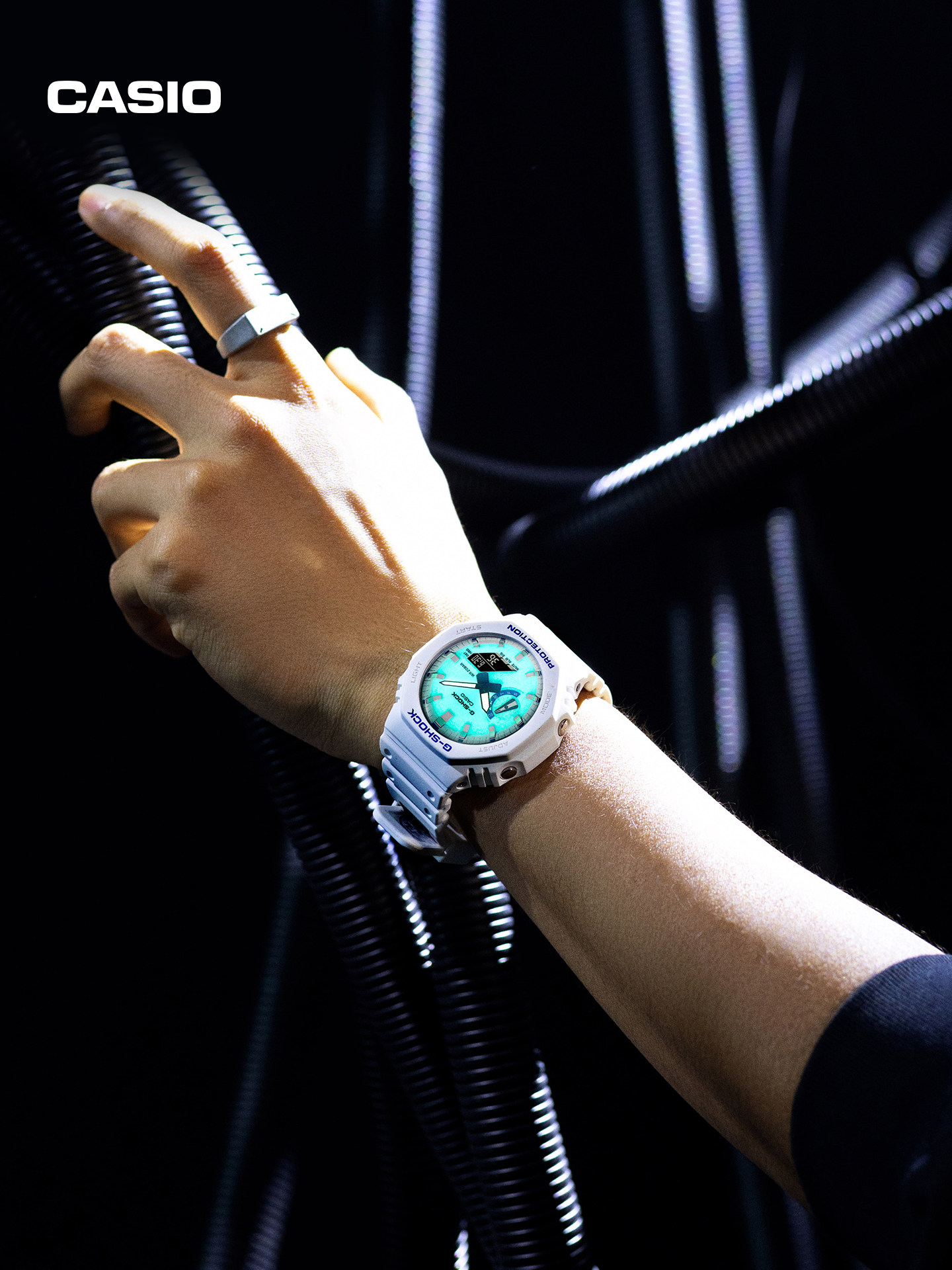 [New Year's Gift] Casio Official official store Dark Night Fluorescent Second Edition Octagonal Watch for Men G-Shock