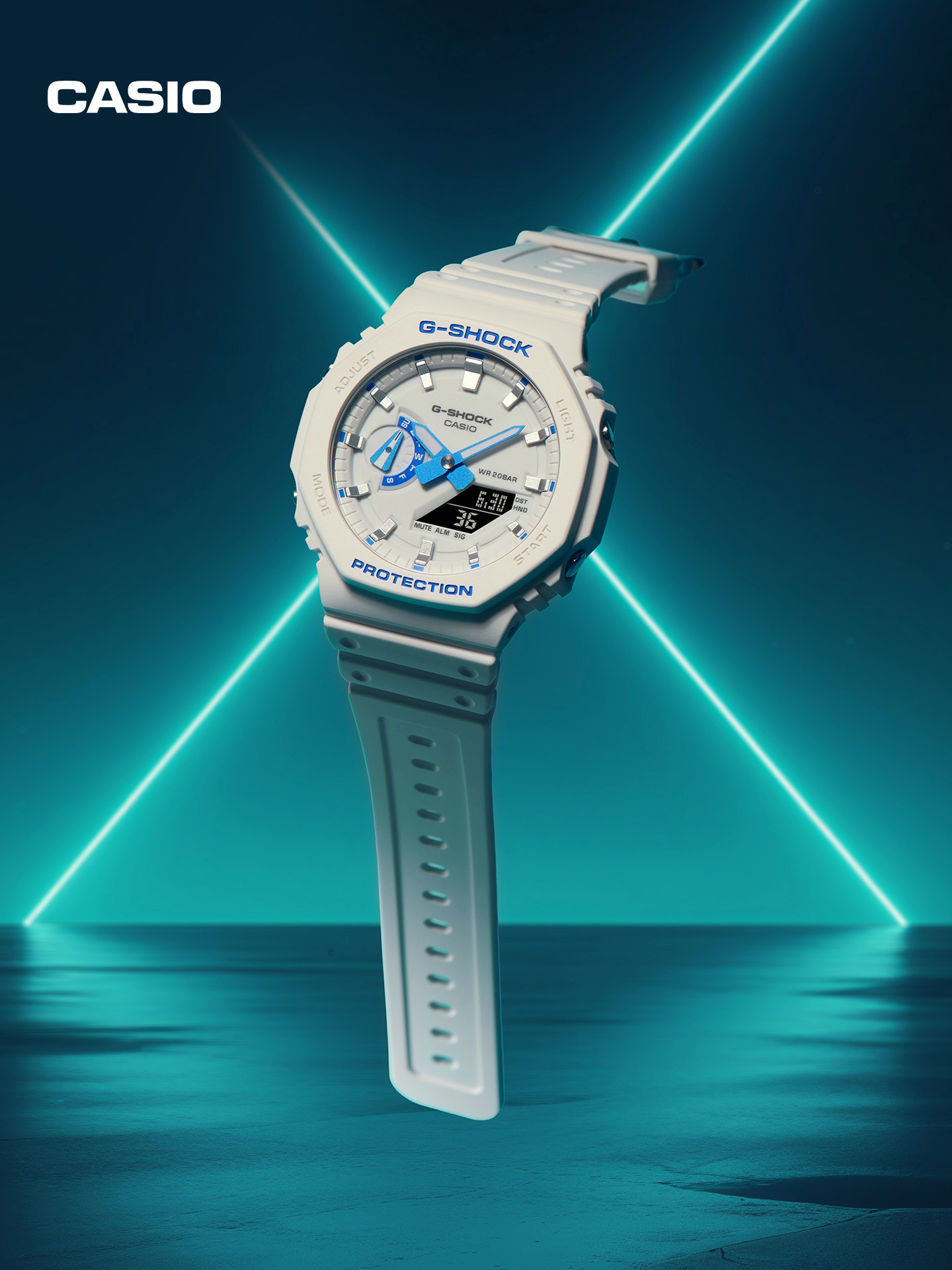 [New Year's Gift] Casio Official official store Dark Night Fluorescent Second Edition Octagonal Watch for Men G-Shock