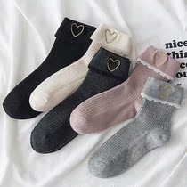 6 Double-day love swinging socks childrens mid-tube socks ladies cotton socks womens socks autumn and winter socks