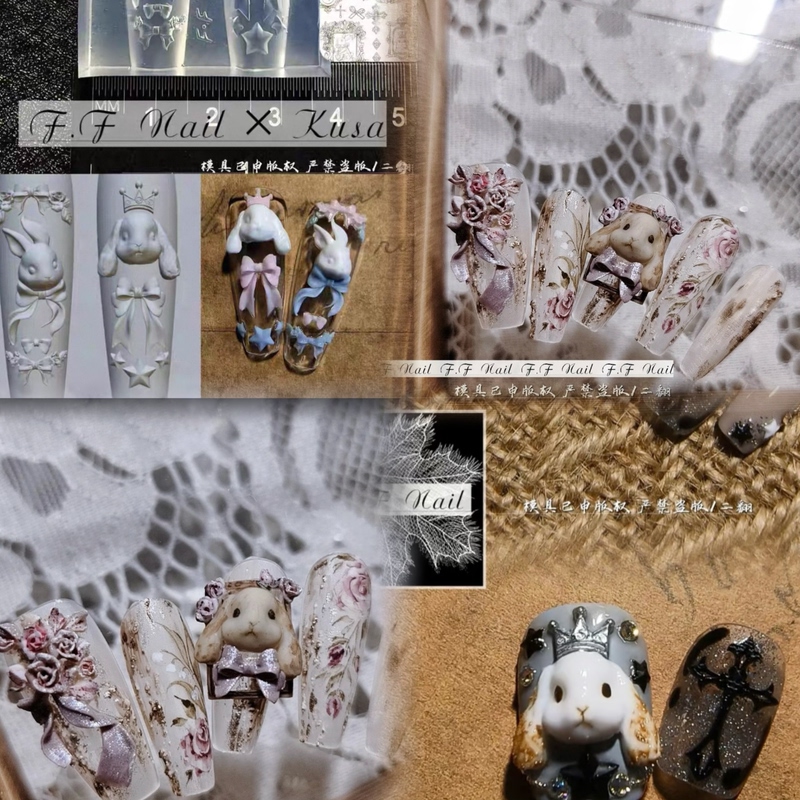 【Nail Art Mold】Maple Leaf Mold Cute Rabbit Earl Bunny 3D Nail Art Mold Exquisite Cute Rabbit