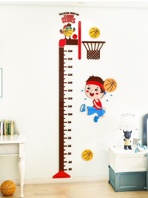 Baby and Children's Height Measurement Wall Stickers, Removable 3D Cartoon Wall Decoration, Boys' Room Layout Stickers