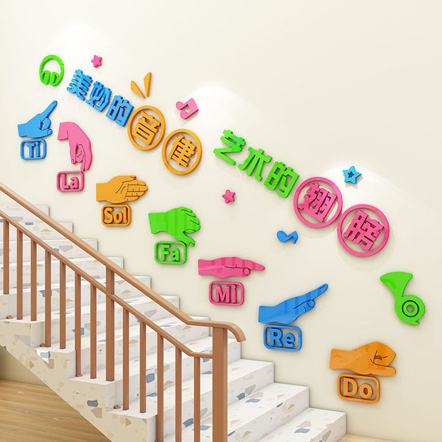 Music Classroom Layout Wall Decoration 3D Stereo Piano School Art Training Institution Kindergarten Environmental Creation Cultural Wall Stickers
