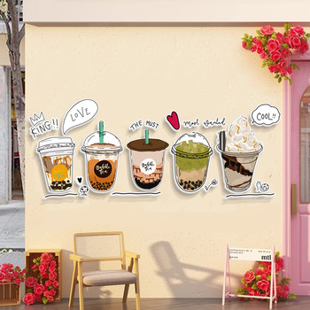 Trendy Milk Tea Shop Wall Decorations, Store Atmosphere Setup, Cake and Dessert Photo Props, Creative Wall Stickers