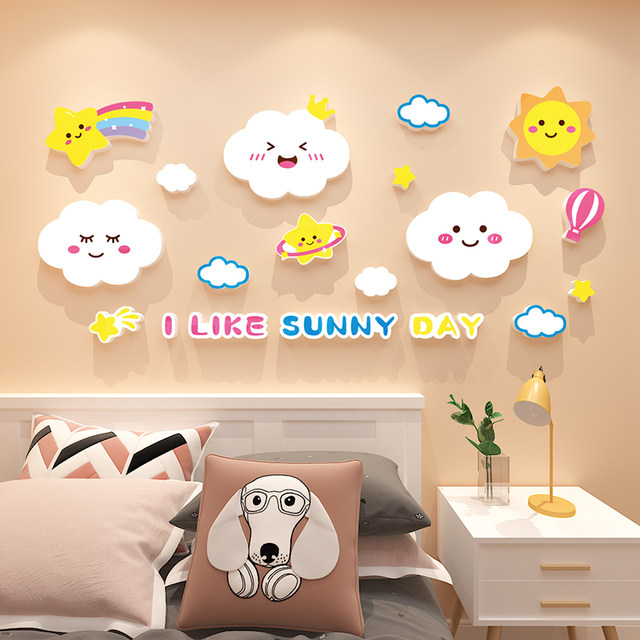 Cute Girl Princess Room Decoration Wall Stickers to Cover up Flaws, Children's Bedroom Bedside Background Wall Decoration to Fill Holes