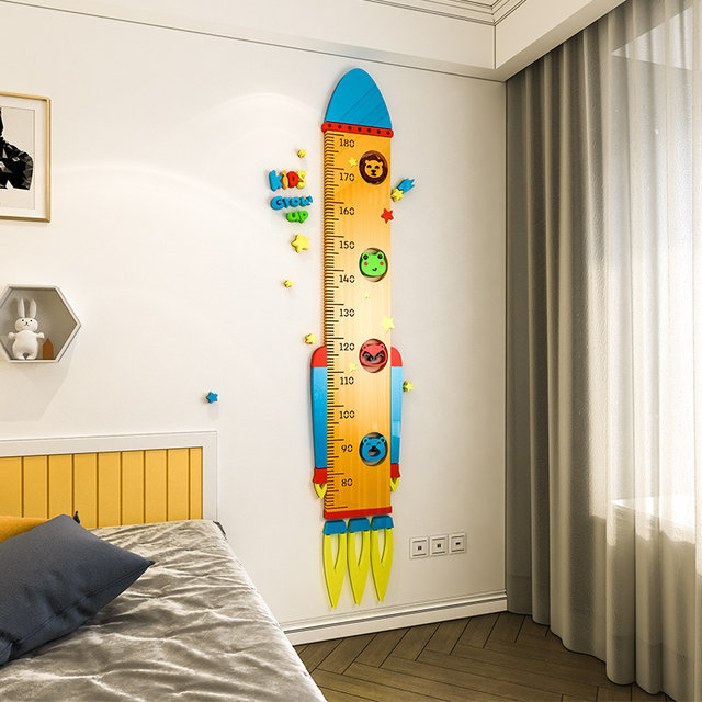 Baby Height Measurement Wall Sticker Cartoon Acrylic Children's Bedroom Wall Decoration Boy's Room Layout Three-Dimensional