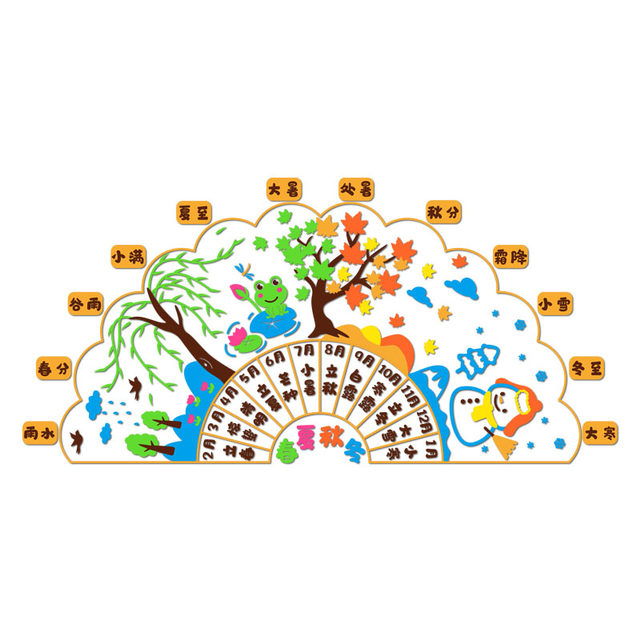 Kindergarten Twenty-Four Solar Terms Theme Cultural Wall Stickers for Spring, Summer, Autumn and Winter Classroom Corridor Wall Decoration Paintings