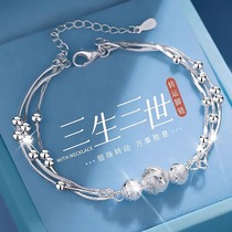 Triple student III S999 foot silver foot chain female pure silver light extravagant high level lady light lavish chain Mothers Day gift delivery