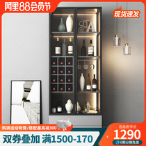 Modern minimal glass door wine cabinet living room by wall light luxury display cabinet small lamp frame locker
