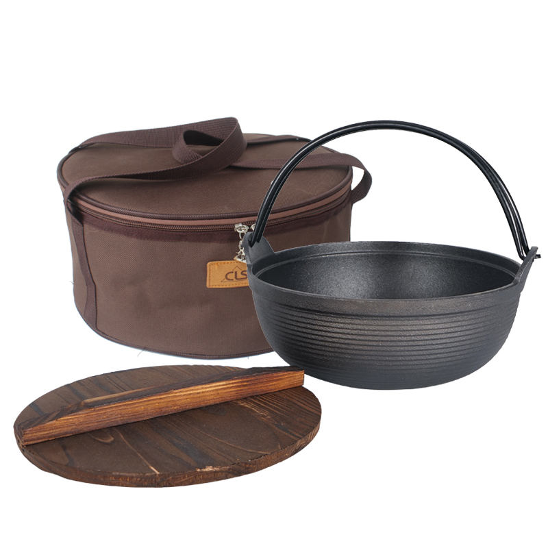 Outdoor pot cast iron pot pig iron fried steak grilled chicken boiled water Dutch pot stewed meat soup camping hanging pot Shouxi pot