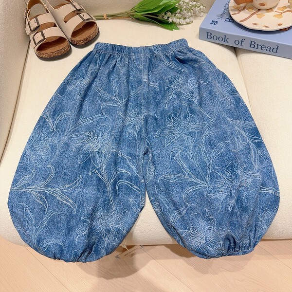 【Class a Cotton Silk】Children's Rayon Pants, Summer Cool Casual Lantern Pants for Boys and Girls