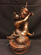 Nepal manual tantric Buddha full copper 33cm Lotus green shuang shen fo (boutique process)