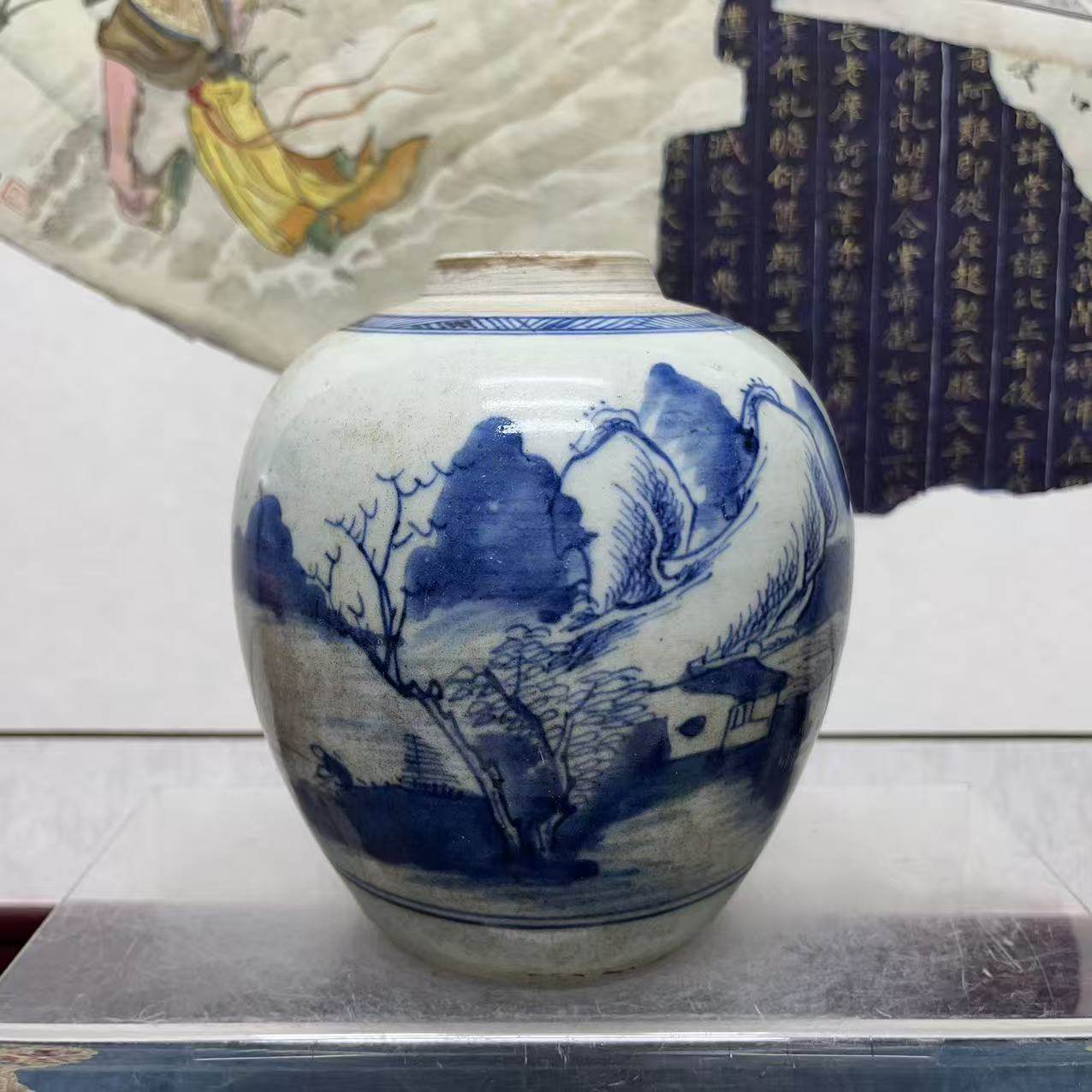 中国古董　大清乾隆　特大花瓶　九谷燒　有田烧　染付 山水　青花 中国古董 大清乾隆 特大花瓶 九谷燒 有田烧 染付 山水 青花 - メルカリ