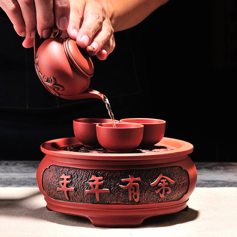 Travel outdoor portable purple sand tea set teapot teacup mini set ceramic tea making kung fu travel tea set customization