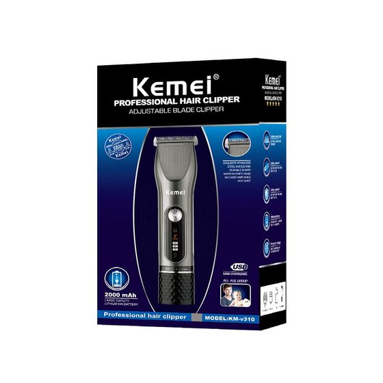 Kemei 머리 깎기 V310 다기능 LCD 디지털 디스플레이 고출력 자동 헤어 살롱 전문 머리 깎기 국경