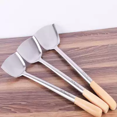 Thickened stainless steel spatula chef special shovel wooden handle big fried shovel fried vegetable Spoon restaurant restaurant hotel stir-fry shovel