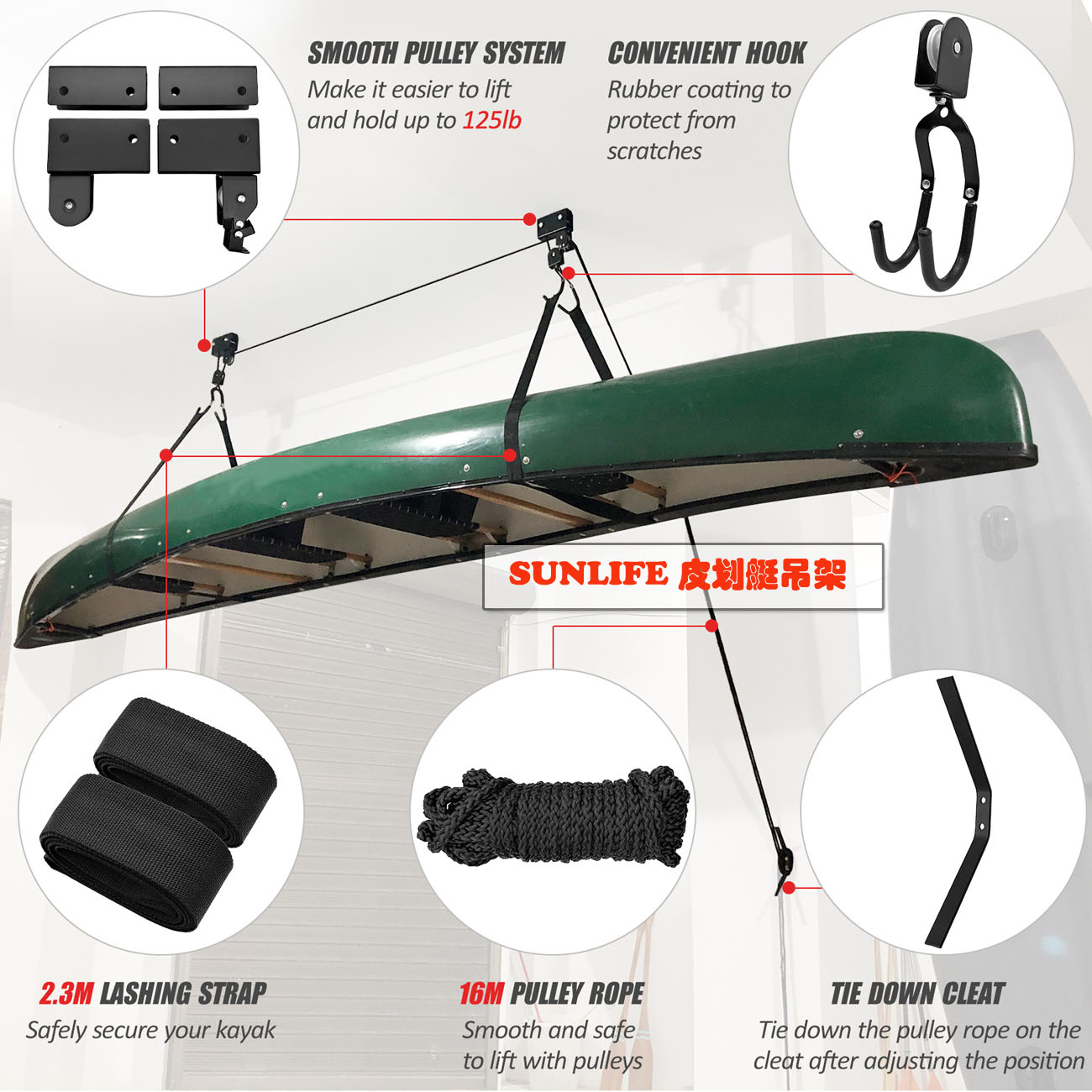 カヤック カヌー 自転車 リフティング アーティファクト ハンガー 手持ち式デバイス ルーフボックス 天井ラック
