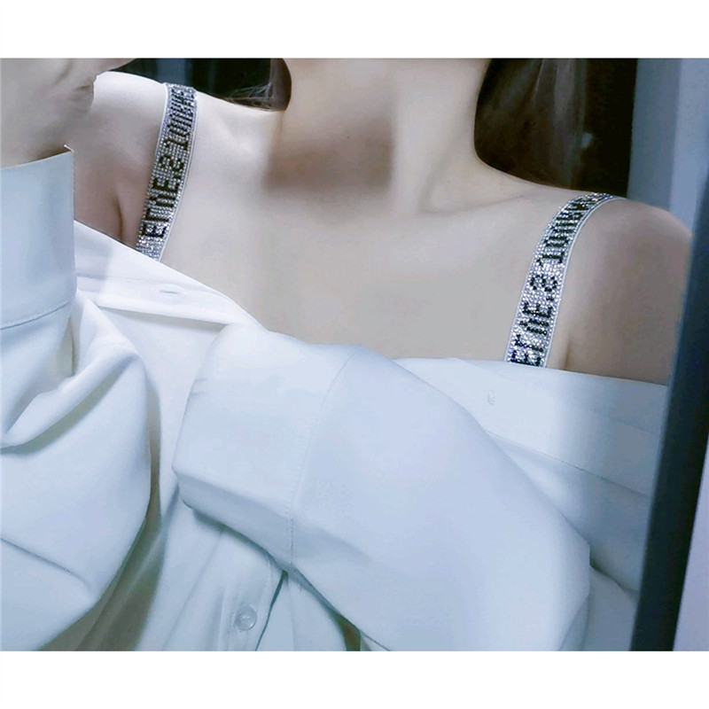 Pure Desire Wind Sexy Water Drill Letter Underwear Bra Strap Bra Strap No Marks Anti Slip Replacement Adjustable Outside Wearing-Taobao