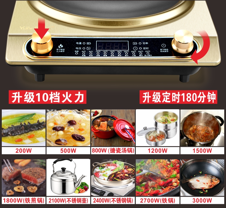 bếp từ sato Bếp điện từ lõm Đặc biệt Trang chủ Smart Pin công suất cao Lò nấu lõm Set Stir Fry 3000W Cloud Lady bếp hồng ngoại có tốn điện không