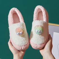 Cotton slippers womens bags with cute thick soled home autumn and winter indoor couples wear floor Moon shoes winter