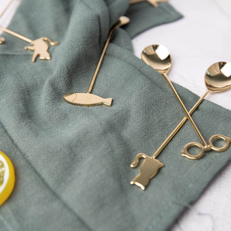 Spot Japan High Mulberry Metal Elfin Happy Wedding Cat Fish Gentleman Spoon Cutlery Cutlery Suit 3 pieces-Taobao