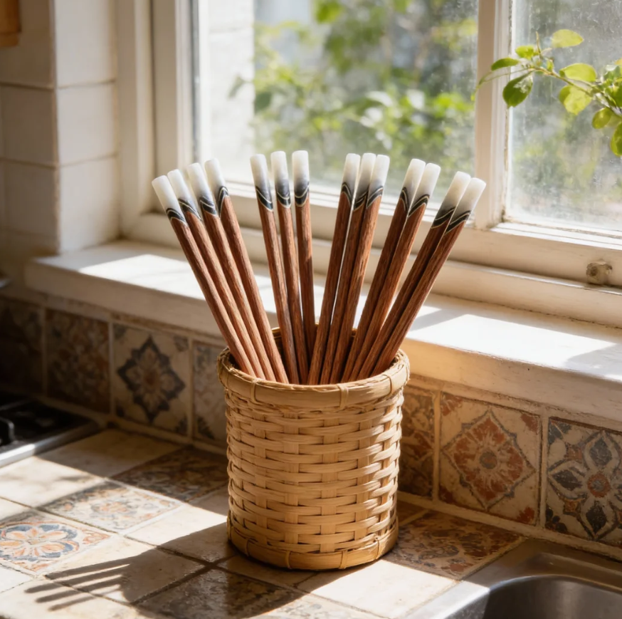 Vietnamese household 10 pairs of natural coconut anti-slip wood and shell wood, handcrafted heat-resistant and inlaid high-end chopsticks