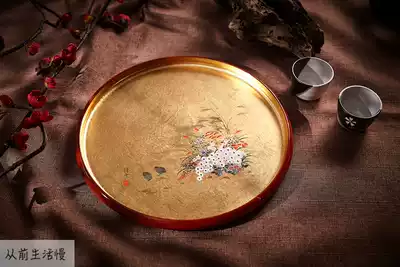 Japanese imported mountain lacquerware gold foil high grade tray wedding tea tray Japanese resin household tea tray