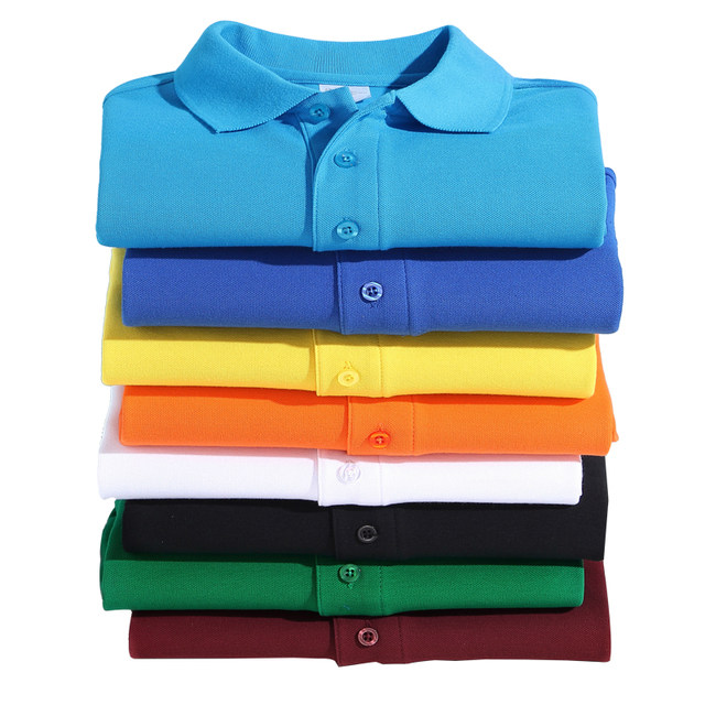 Long-sleeved pure cotton POLO shirt, youth business men and women, solid color spring and summer lapel trendy brand cotton collared short-sleeved T-shirt