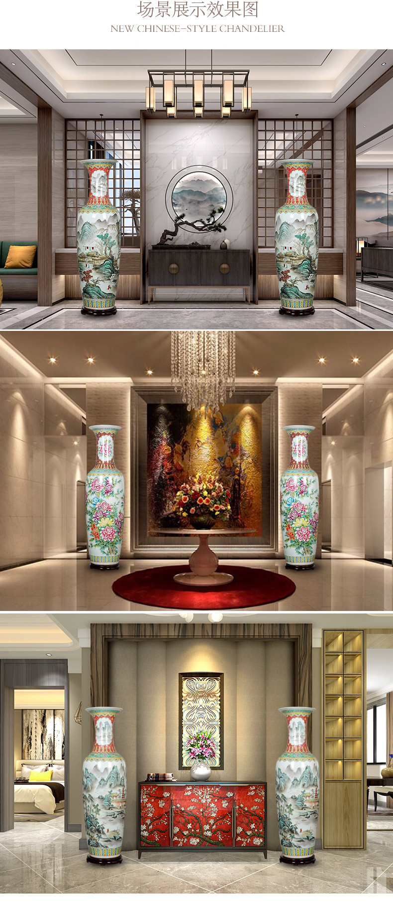 Jingdezhen ceramic hand - made hotel opening of new Chinese style living room TV ark of large vase flower arranging decorative furnishing articles