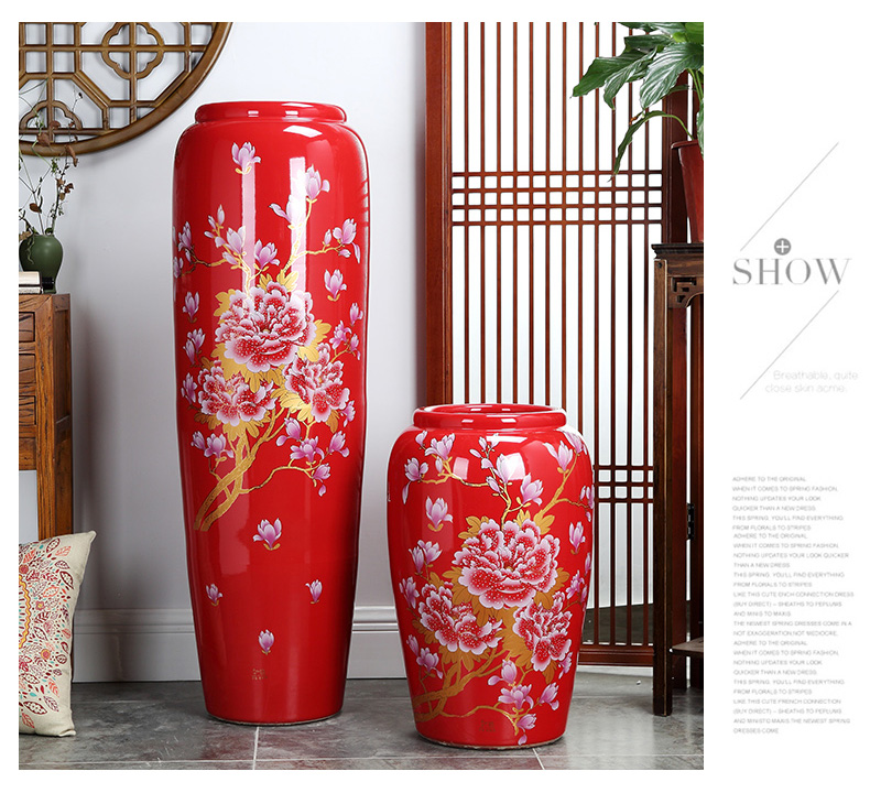 Jingdezhen ceramics 3 sets of large red vase I household housewarming gift sitting room adornment is placed