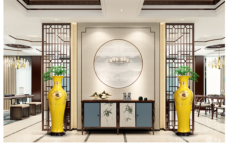 Jingdezhen ceramics big red peony ground vase a thriving business hotel opening taking