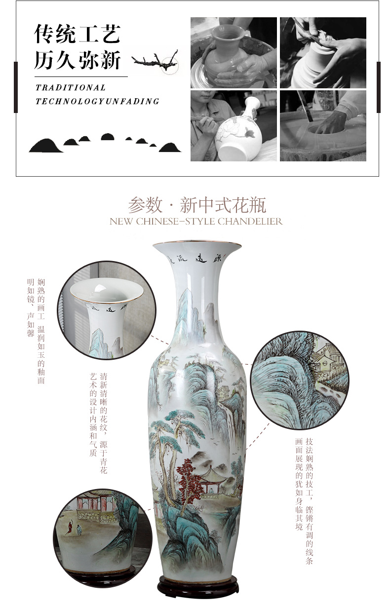 Jingdezhen ceramics hand - made hotel opening Chinese flower arranging office sitting room adornment of large vase furnishing articles