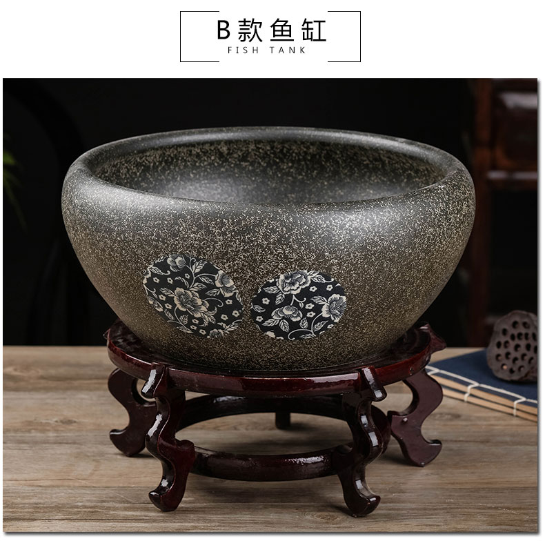 Jingdezhen ceramics aquarium hand - made sitting room desktop furnishing articles turtle tank goldfish bowl lotus lotus basin